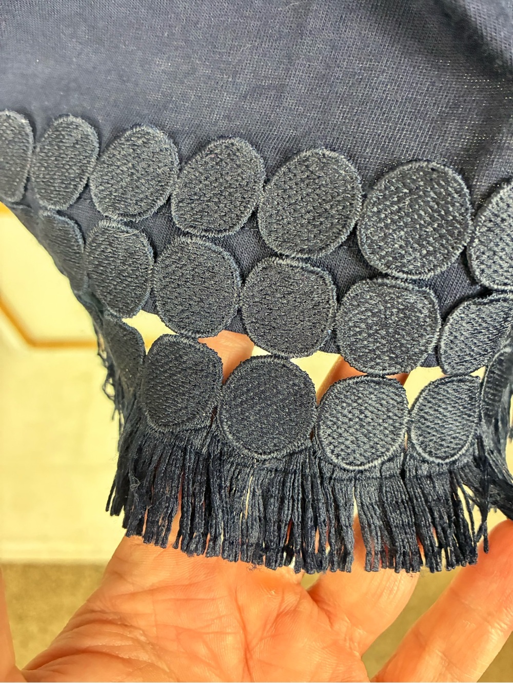 Talbots Deep Navy Mod Circle Fringe-Trim Boatneck Tunic Pima Cotton - Picture 8 of 10